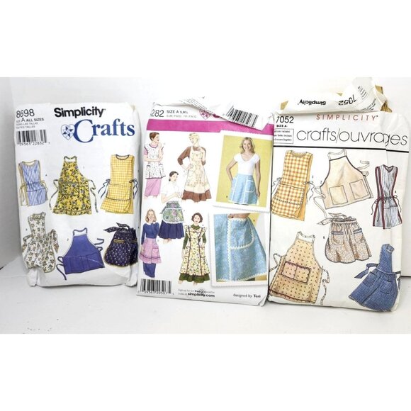 3 VINTAGE APRON PATTERNS USED - Picture 1 of 4